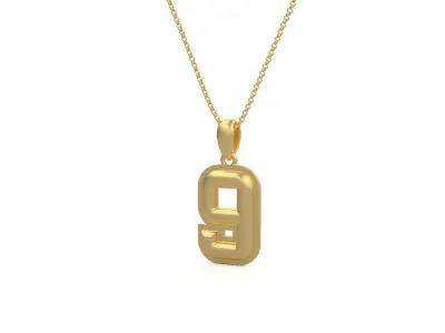 Model 1164 Number 9 Necklace Curved With Border 3D print model