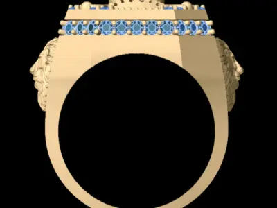 Farvahar and Lion Gem Ring 3D print model