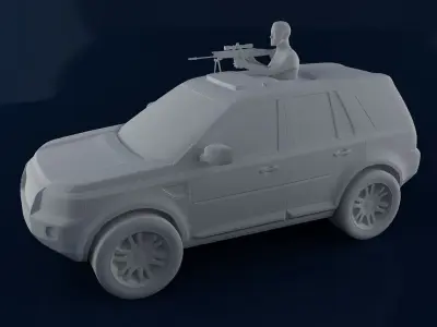 Man with MK16 Sniper in Car 3D print model