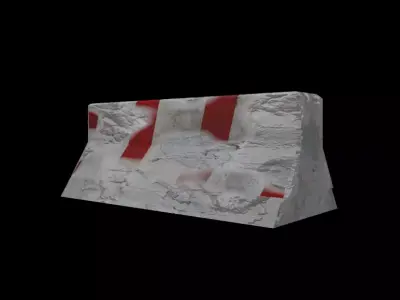 Concrete Barrier Roadblock Low-poly 3D model 3D model
