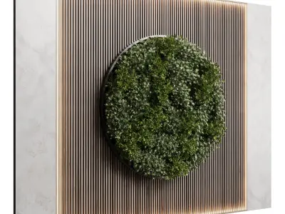 Circle Garden Wall Plant With Wooden Frame 43 Low-poly 3D model
