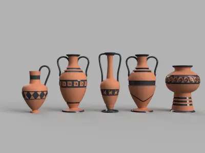 Antique Greek Vase Collection 3D STL Amphora  3D print model