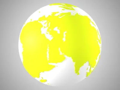 Solid Color Yellow White Globe 3D model