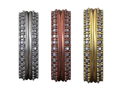 Diamond sides split band US sizes 7 8 9 3D print model