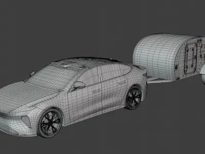 Nio ET7 with caravan 3D model