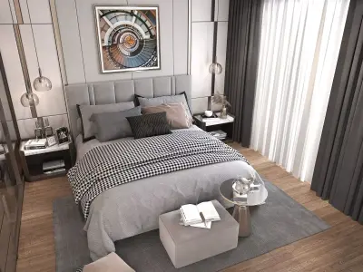 Modern Bedroom Scene 3 3D model