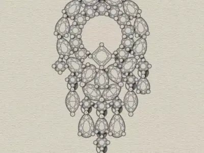 pear and princess high jewelry earring 3D print model