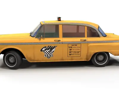 Yellow taxi Low-poly 3D model