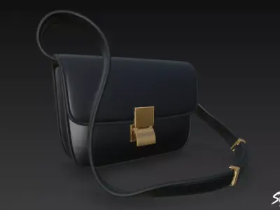 Black Flap Crossbody Bag Low-poly 3D model