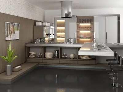 modern kitchen 2 3D model