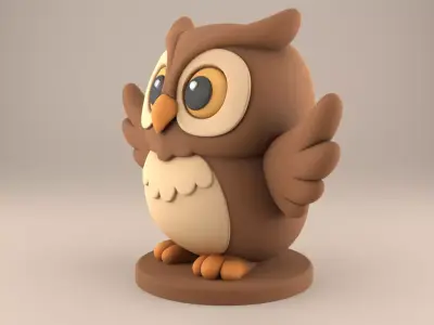 Cute Cartoon Owl STL File Easy 3D Print Model 3D print model