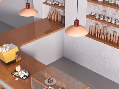Coffee shop counter 3D model