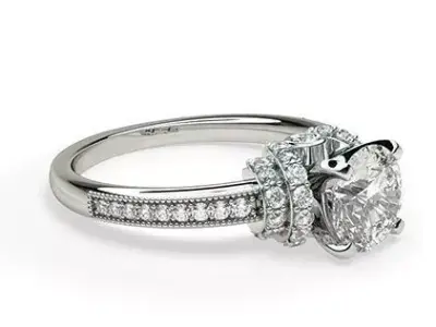 Round Diamond Solitaire Ring 3D print model buy