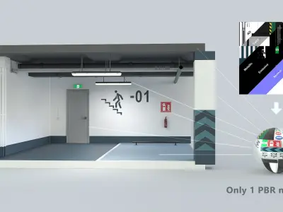 Low poly modular parking Low-poly 3D model