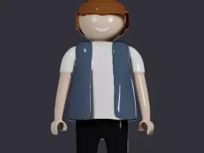 basic playmobil model with coat asset  Free 3D print model