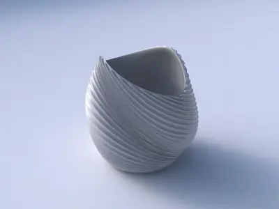 Bowl compressed and twisted with bent extruded lines 3 3D print model