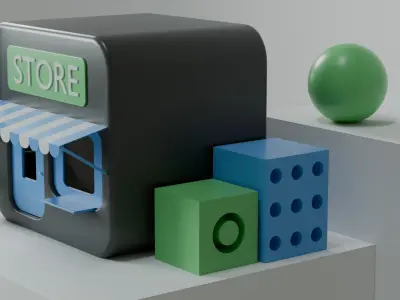 Small Store Scene 3D Free low-poly 3D model
