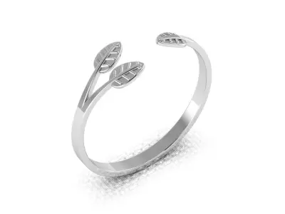 Silver leaf ring 3D print model