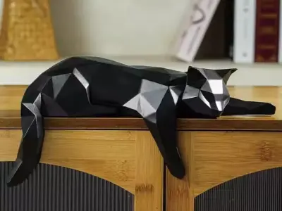 Decorative sculpture design home minimalist lying cat 3D print model