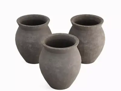 Pottery Cup Set Low-poly 3D model