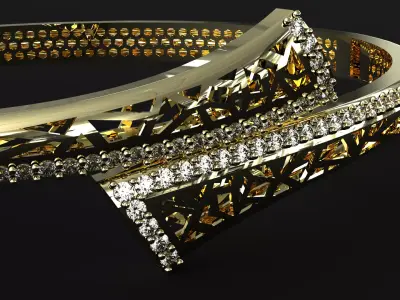 Luxury Gold Bangle Bracelet with Diamonds 3D print model 3D print model
