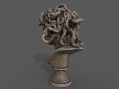Bust of Medusa Low-poly 3D model