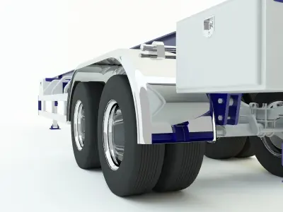  blue truck trailer 3d model 3D model