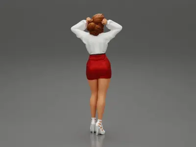 blonde woman posing wearing skirt and sexy fashionable shirt 3D print model