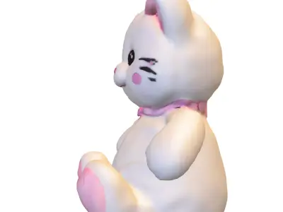 Cute Plush Cats Toy Model Low-poly 3D model