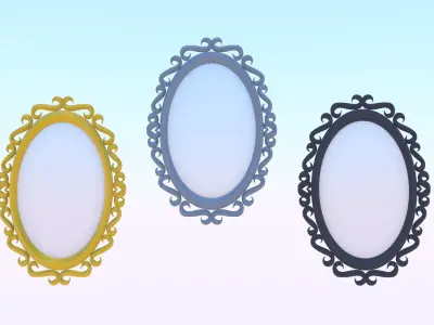 Collection of Oval Mirror Frames 3D model