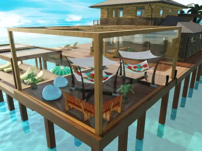  Tropical Beach Resort House 3D model