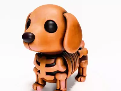 Woody Dog Minimalist Skeletal toy 3D print model