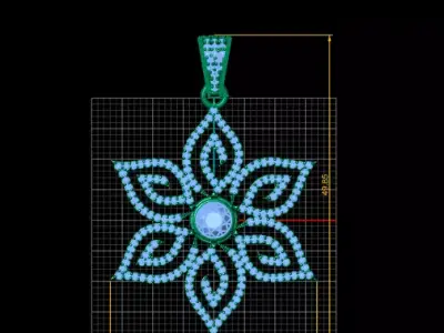 Floral Diamond Star Pendant  3D Printable Jewelry Model  3D print model