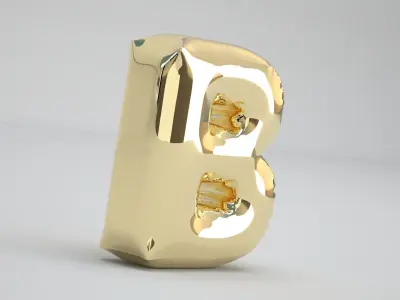 Gold B Balloon 3D model