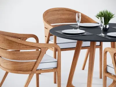 3D Dining table with 4 chairs model 3D model