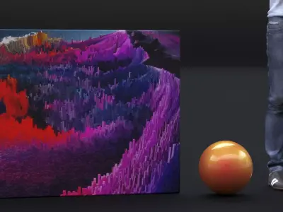 CANVAS PRINT TITLE ABSTRACT LANDSCAPE 48 X 36 INCH 3D model