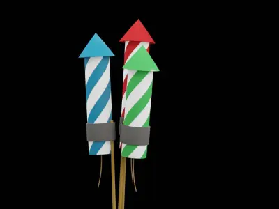 Christmas Firework Low-poly 3D model