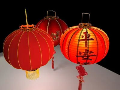 Chinese red lantern  3D model 13