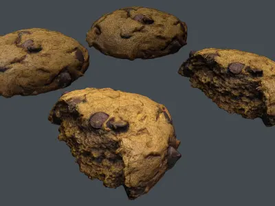 UE4 - Chocolate Cookie 3D Scans - PBR Nanite and Lowpoly Props Low-poly 3D model