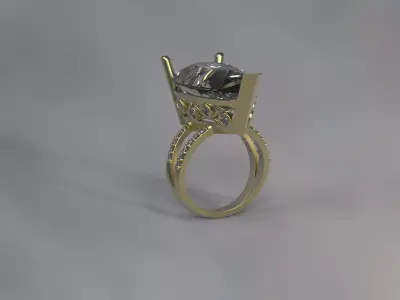 Luxury art-fashion ring with huge central gem 3d model 3D print model
