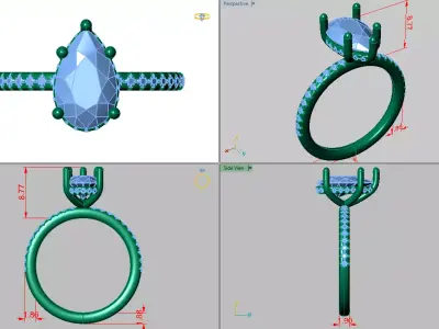 pear shape solitare ring  3D print model
