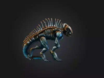 Alien Reptile Sentinel Low-poly 3D model