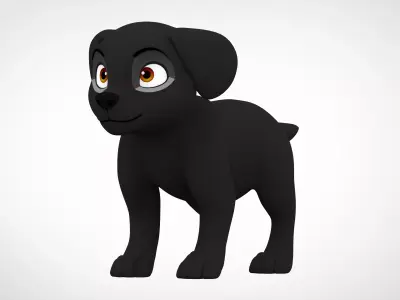 Black Labrador Low-poly 3D model