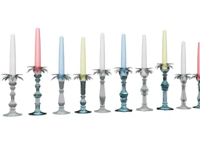 Candles and candlesticks for christmas 3D model