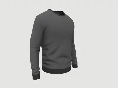 Sweater full sleeves grey Low-poly 3D model