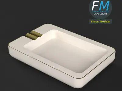 Rectangular ceramic ashtray 3D model