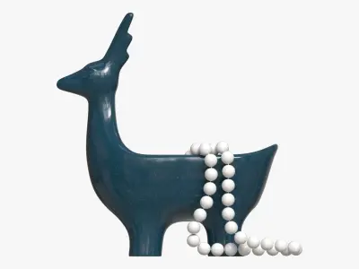 Ceramic Deer Bowl with Beads 3D model