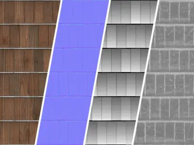 Roof Tile Materials 78- Wooden Roofing Sbsar Seamless Pbr 4k Texture