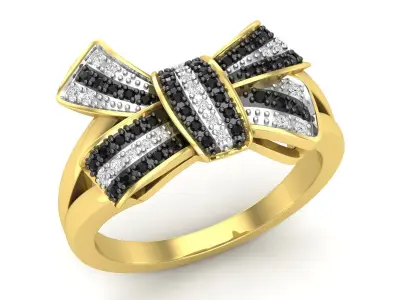 AV 685 Diamond Ladies Split Shank Cocktail Bow Ring 3D print model