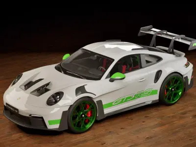 Porsche 911 992 GT3 RS Python Green Low-poly 3D model